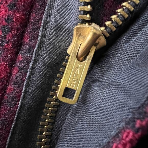 True Vintage 40s 50s Woolrich 501 Mackinaw Hunting Jacket Red Black Plaid Talon - Picture 5 of 16